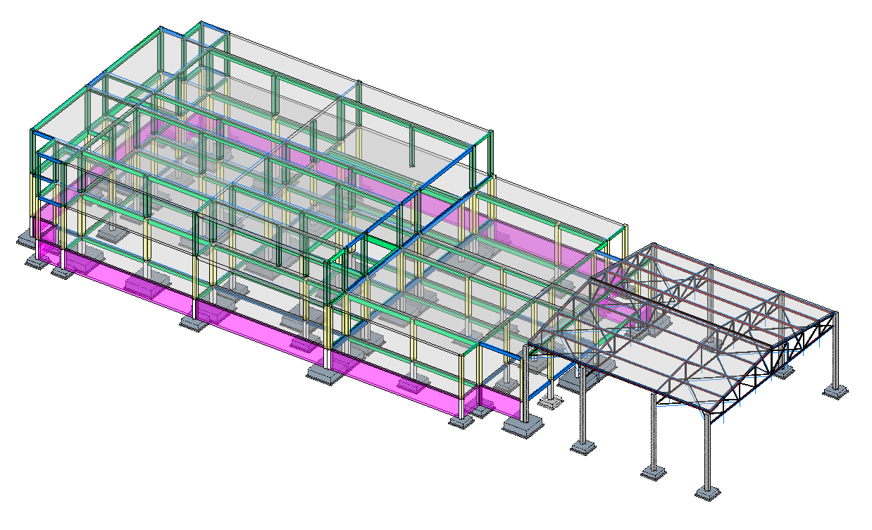 Modèle physique BIM de la structure complète